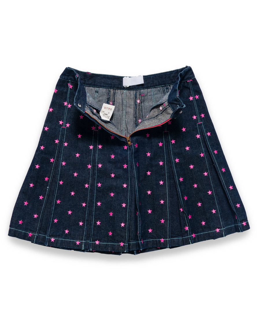Angel Blue Pink Stars Denim Skirt